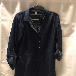 Denim long sleeve dress with frills